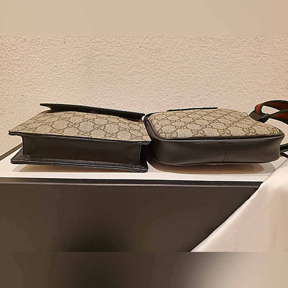 LIKE NEW- Gucci Double Web Belt Bag - Picture 11 of 16